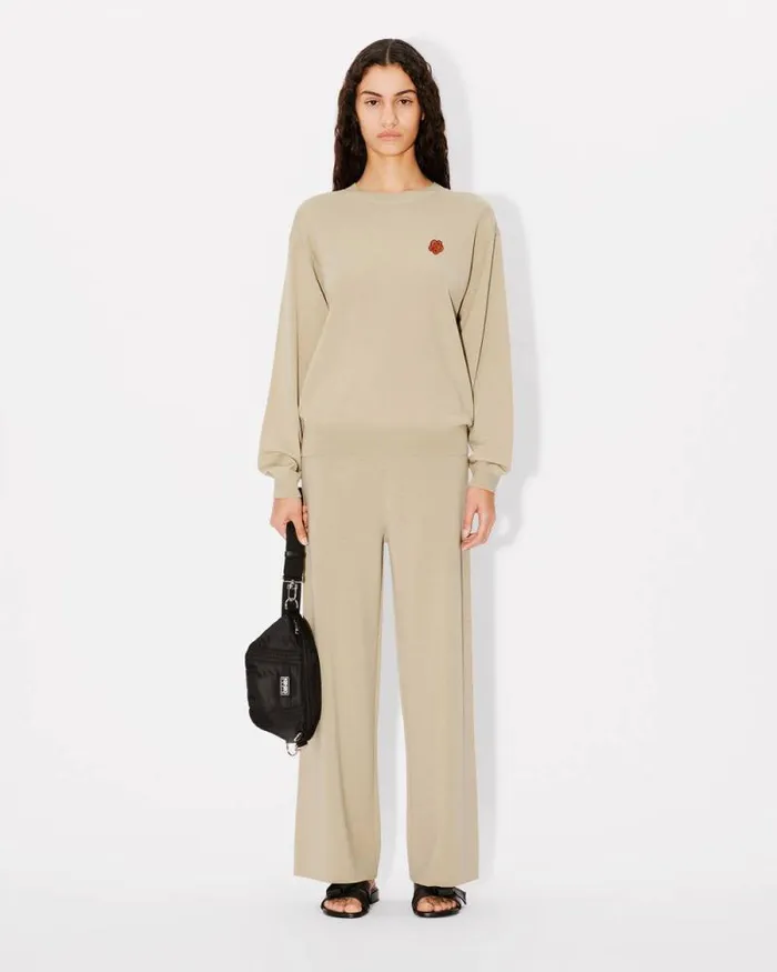 Women 039Boke Flower039 Embroidered Jumper In Wool Beige Kenzo Sweaters And Cardigans