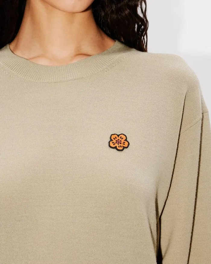 Women 039Boke Flower039 Embroidered Jumper In Wool Beige Kenzo Sweaters And Cardigans