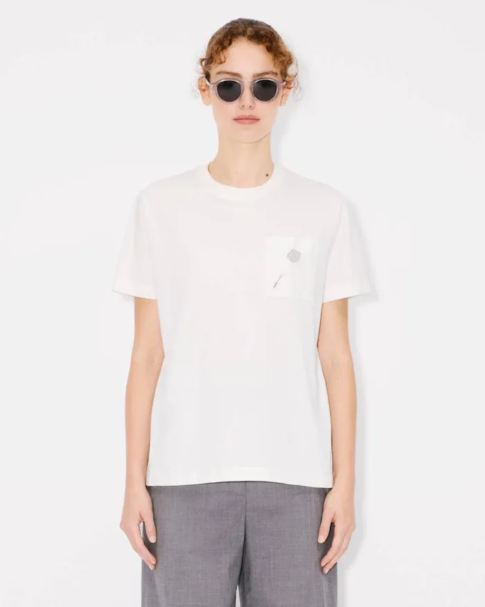 Women 039Boke Flower039 Embroidered Loose Tshirt In Cotton Off White Kenzo Tshirts And Polos