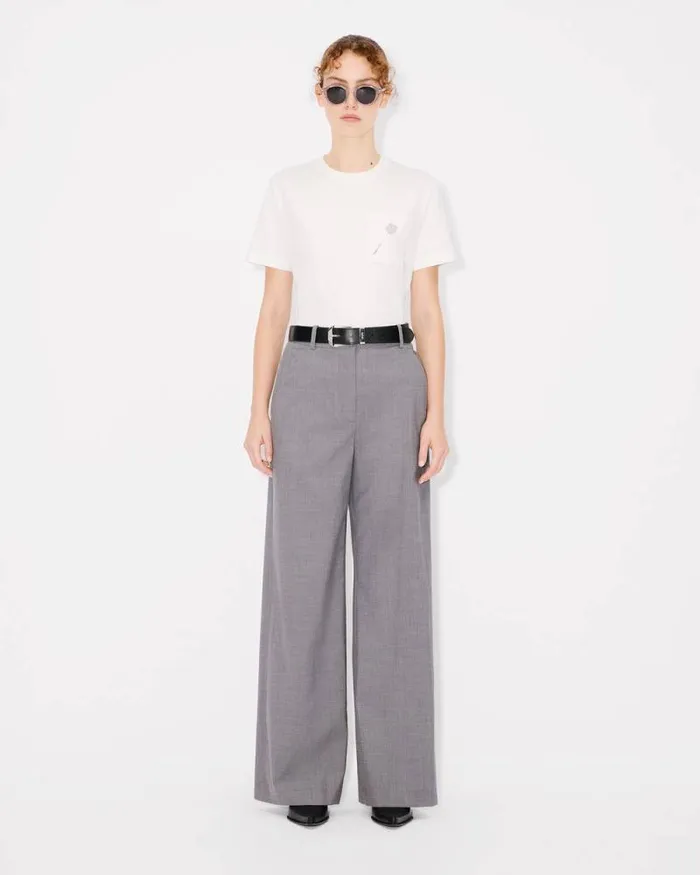 Women 039Boke Flower039 Embroidered Loose Tshirt In Cotton Off White Kenzo Tshirts And Polos