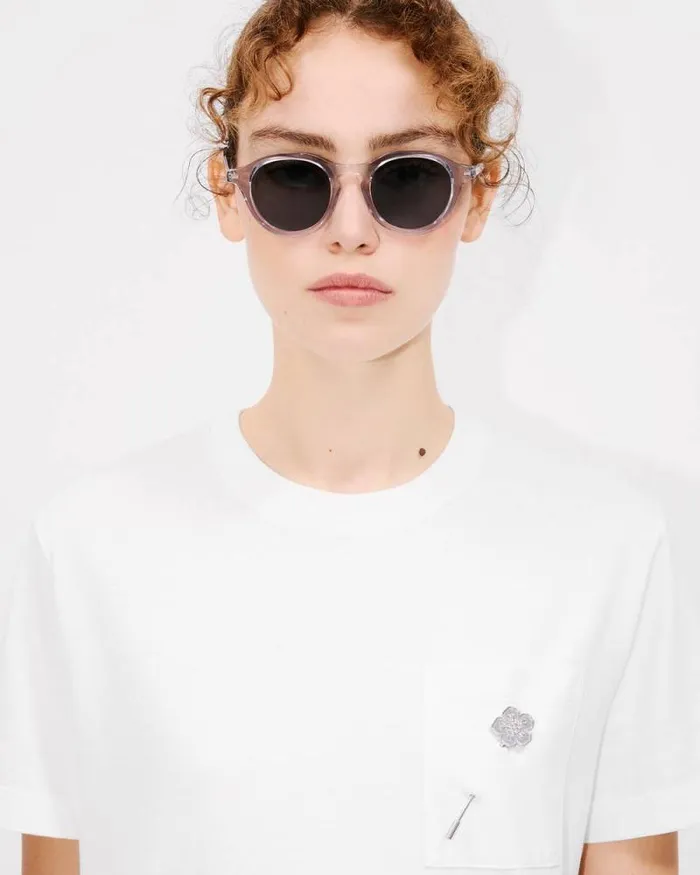 Women 039Boke Flower039 Embroidered Loose Tshirt In Cotton Off White Kenzo Tshirts And Polos