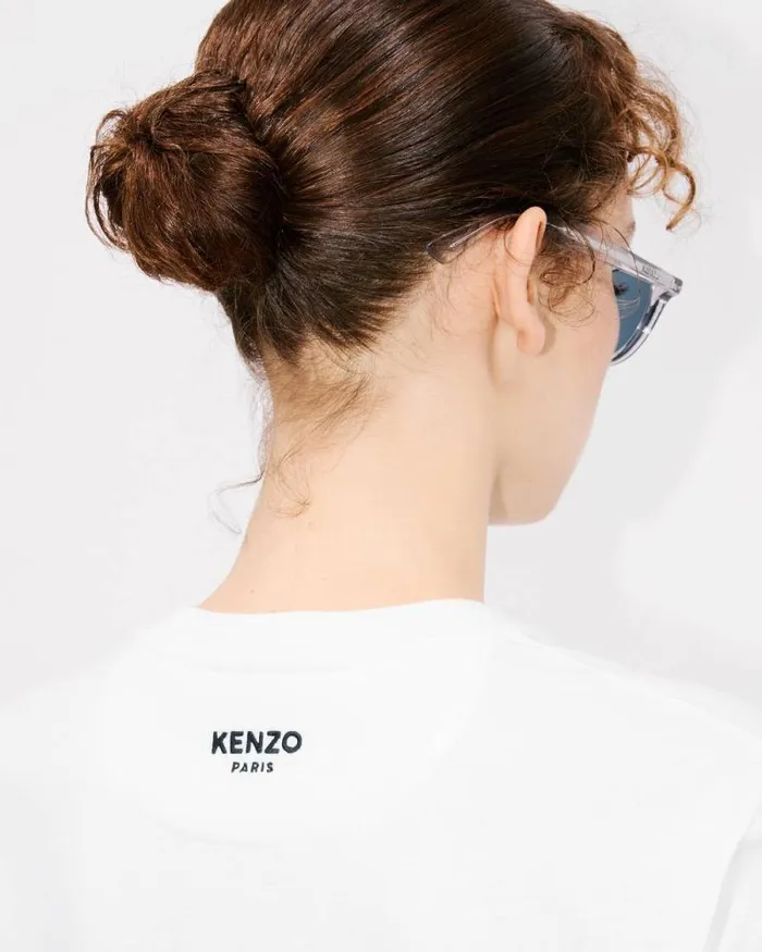 Women 039Boke Flower039 Embroidered Loose Tshirt In Cotton Off White Kenzo Tshirts And Polos