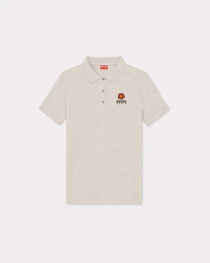Women 039Boke Flower039 Embroidered Polo Shirt Pale Grey Kenzo Tshirts And Polos