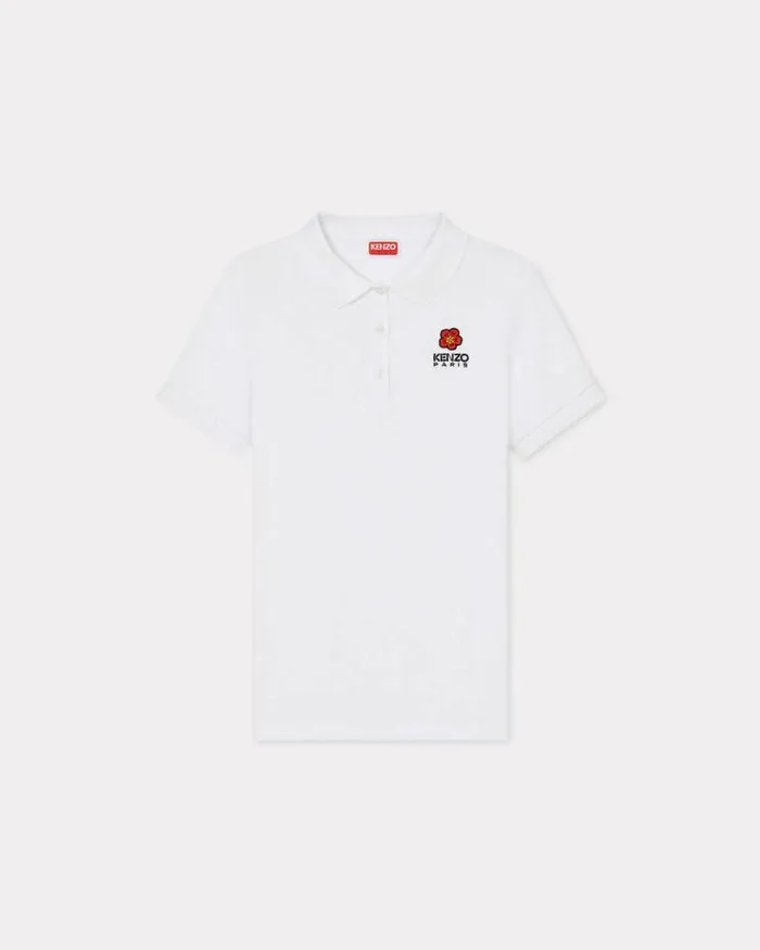 Women 039Boke Flower039 Embroidered Polo Shirt White Kenzo Tshirts And Polos