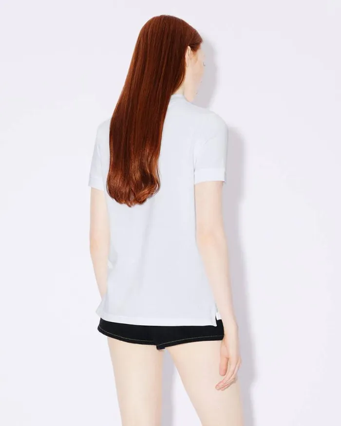 Women 039Boke Flower039 Embroidered Polo Shirt White Kenzo Tshirts And Polos
