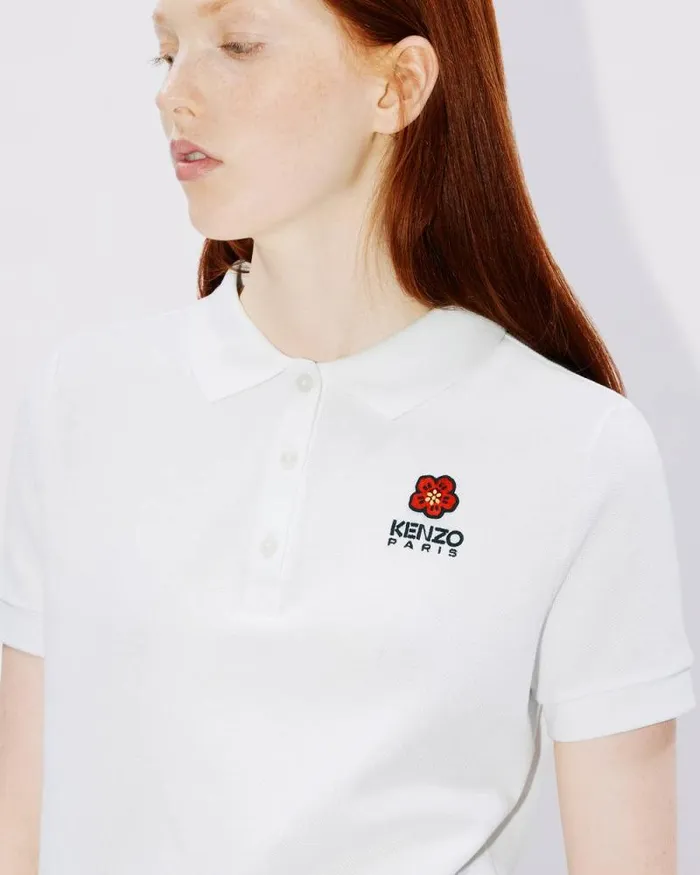 Women 039Boke Flower039 Embroidered Polo Shirt White Kenzo Tshirts And Polos
