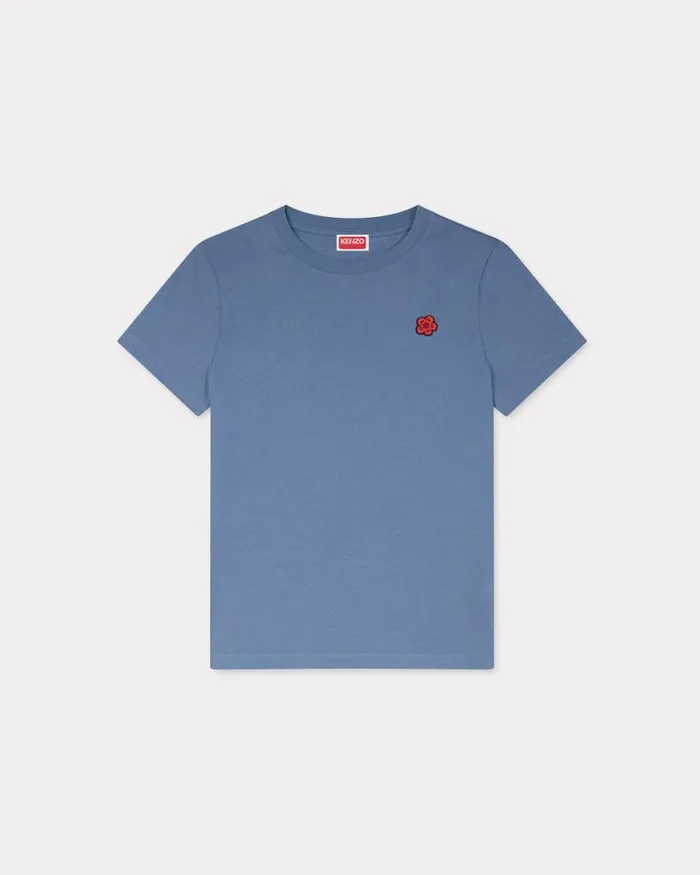 Women 039Boke Flower039 Embroidered Tshirt In Cotton Blue Kenzo Tshirts And Polos