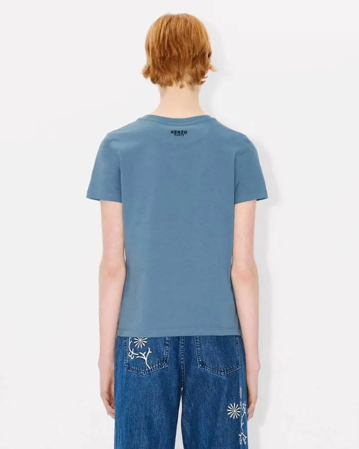 Women 039Boke Flower039 Embroidered Tshirt In Cotton Blue Kenzo Tshirts And Polos