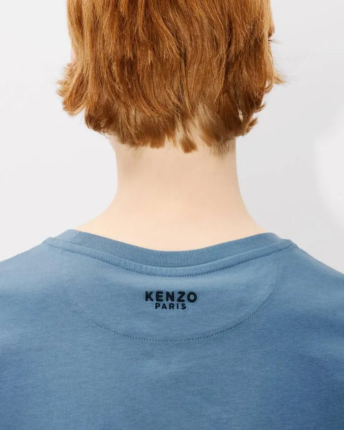 Women 039Boke Flower039 Embroidered Tshirt In Cotton Blue Kenzo Tshirts And Polos