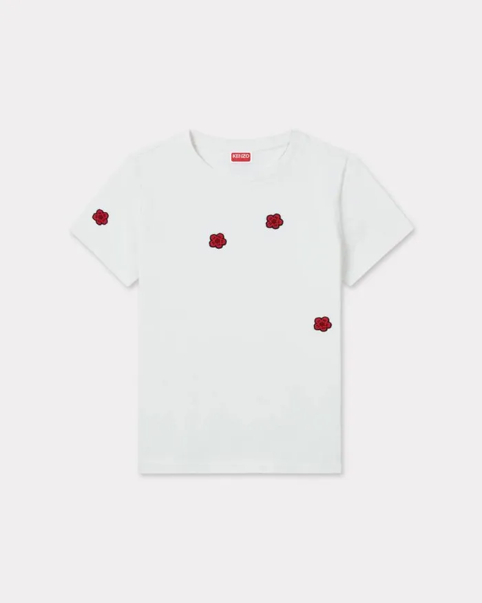 Women 039Boke Flower039 Embroidered Tshirt In Cotton Off White Kenzo Tshirts And Polos