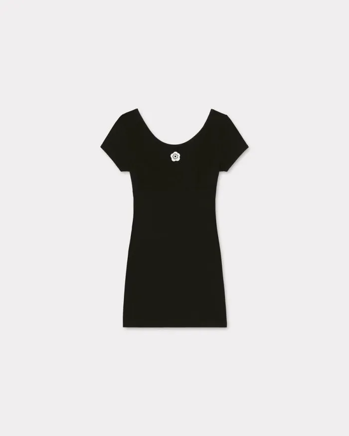 Women 039Boke Flower 20039 Embroidered Backless Mini Dress Black Kenzo Dresses And Skirts