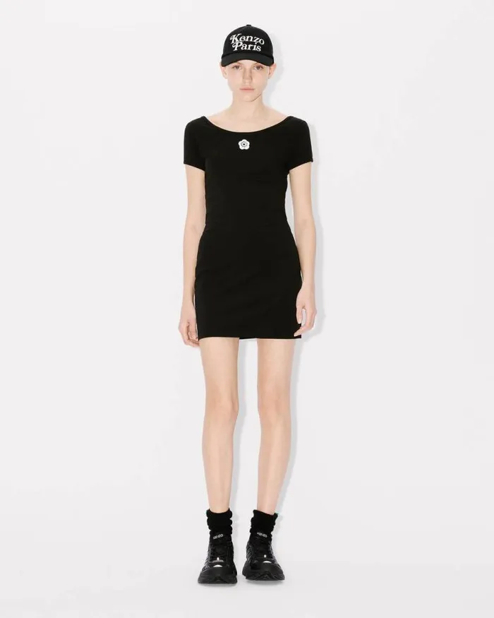 Women 039Boke Flower 20039 Embroidered Backless Mini Dress Black Kenzo Dresses And Skirts