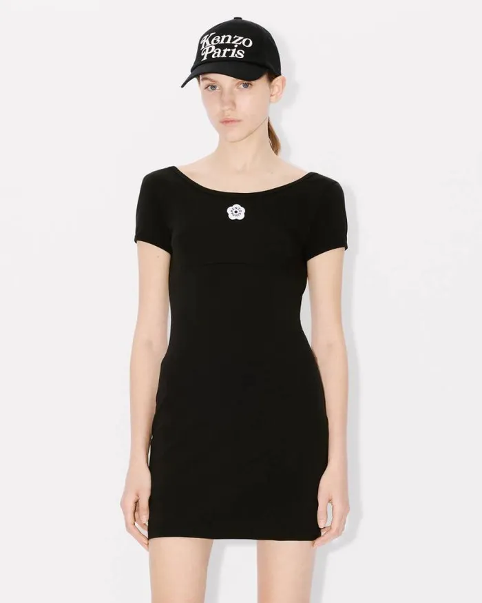 Women 039Boke Flower 20039 Embroidered Backless Mini Dress Black Kenzo Dresses And Skirts