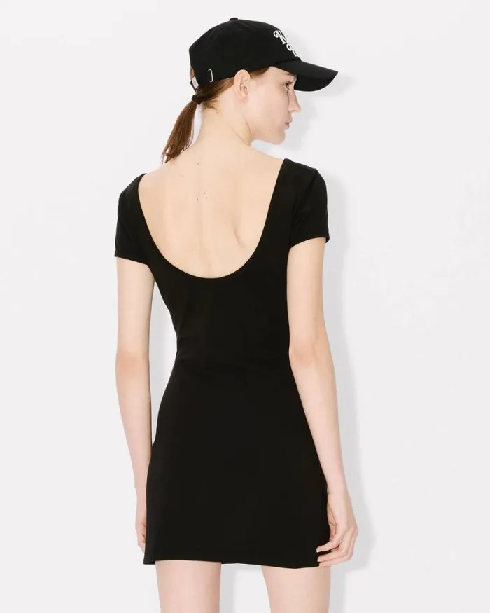 Women 039Boke Flower 20039 Embroidered Backless Mini Dress Black Kenzo Dresses And Skirts