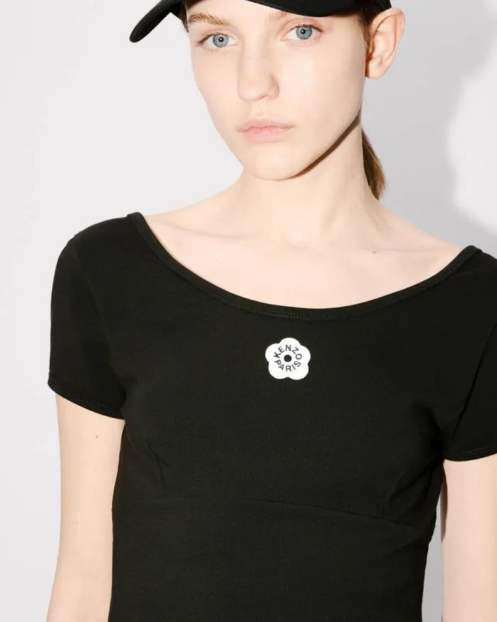 Women 039Boke Flower 20039 Embroidered Backless Mini Dress Black Kenzo Dresses And Skirts