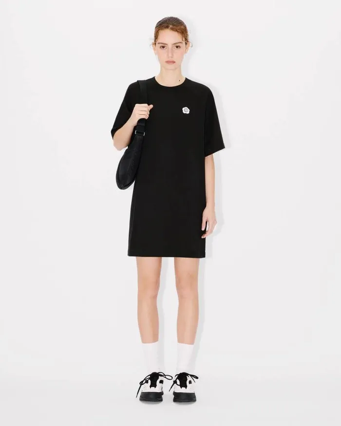 Women 039Boke Flower 20039 Embroidered Oversized Tshirt Dress In Cotton Black Kenzo Dresses And Skirts