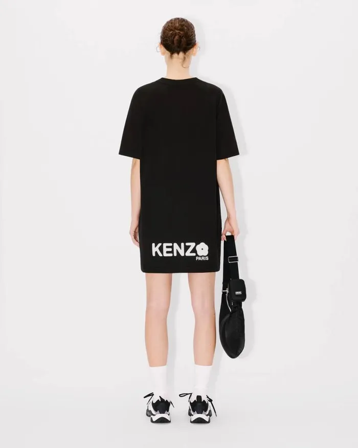 Women 039Boke Flower 20039 Embroidered Oversized Tshirt Dress In Cotton Black Kenzo Dresses And Skirts