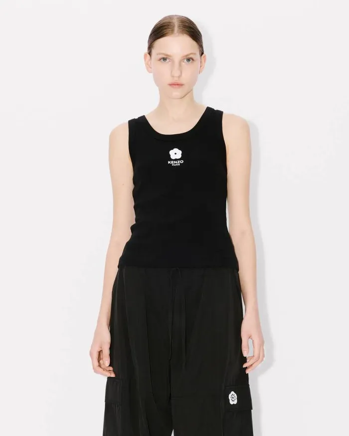 Women 039Boke Flower 20039 Embroidered Tank Top Black Kenzo Shirts And Tops