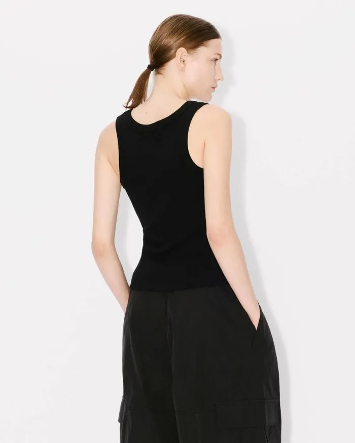 Women 039Boke Flower 20039 Embroidered Tank Top Black Kenzo Shirts And Tops