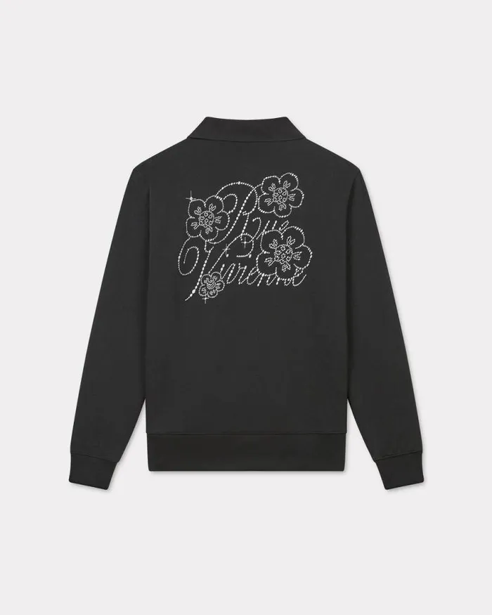 Women 039KENZO Constellation039 Embroidered Loose Cardigan In Cotton Black Kenzo Sweatshirts And Hoodies