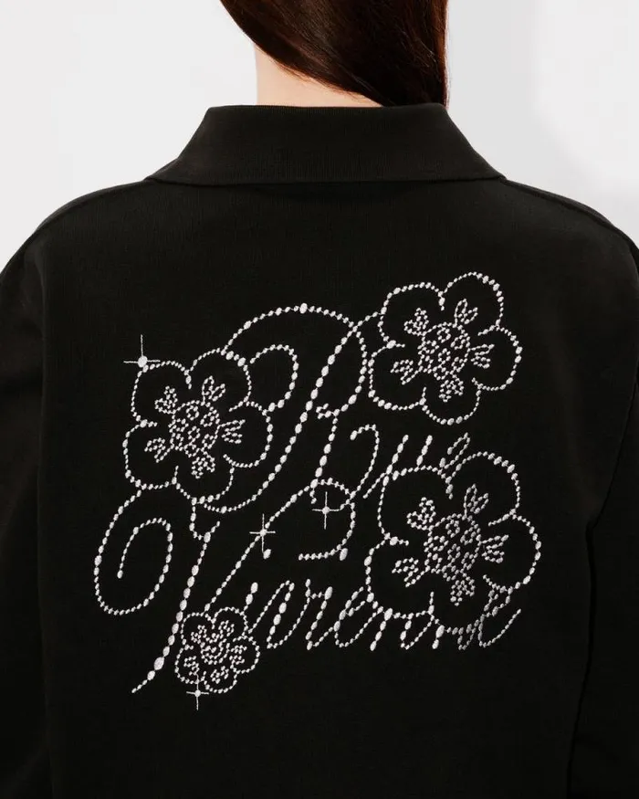 Women 039KENZO Constellation039 Embroidered Loose Cardigan In Cotton Black Kenzo Sweatshirts And Hoodies