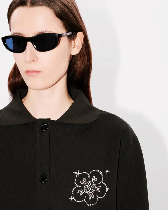 Women 039KENZO Constellation039 Embroidered Loose Cardigan In Cotton Black Kenzo Sweatshirts And Hoodies