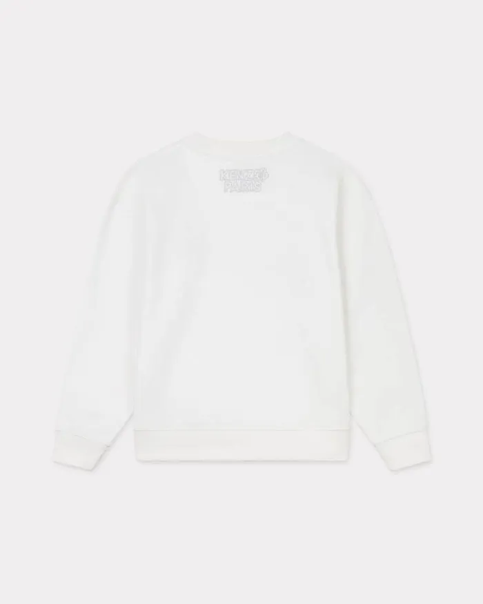 Women 039KENZO Constellation039 Embroidered Sweatshirt In Cotton Off White Kenzo Sweatshirts And Hoodies