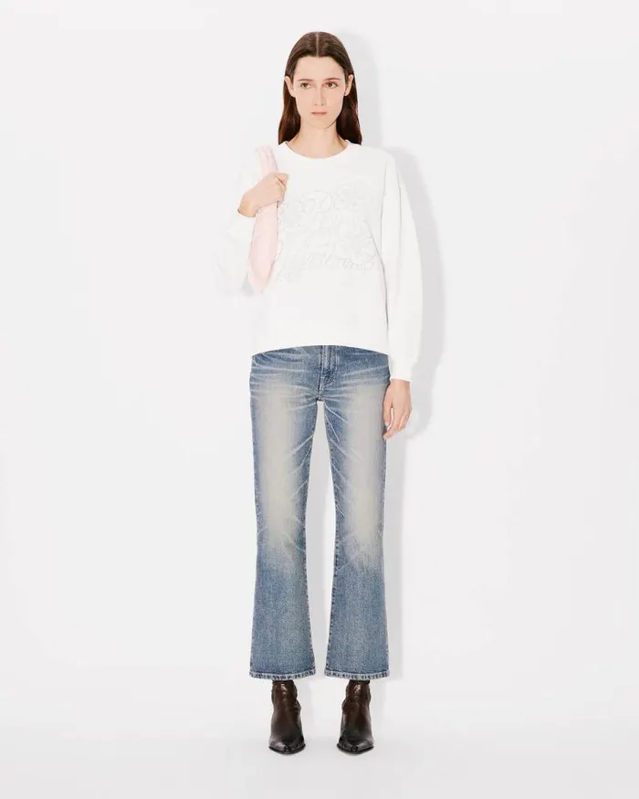 Women 039KENZO Constellation039 Embroidered Sweatshirt In Cotton Off White Kenzo Sweatshirts And Hoodies