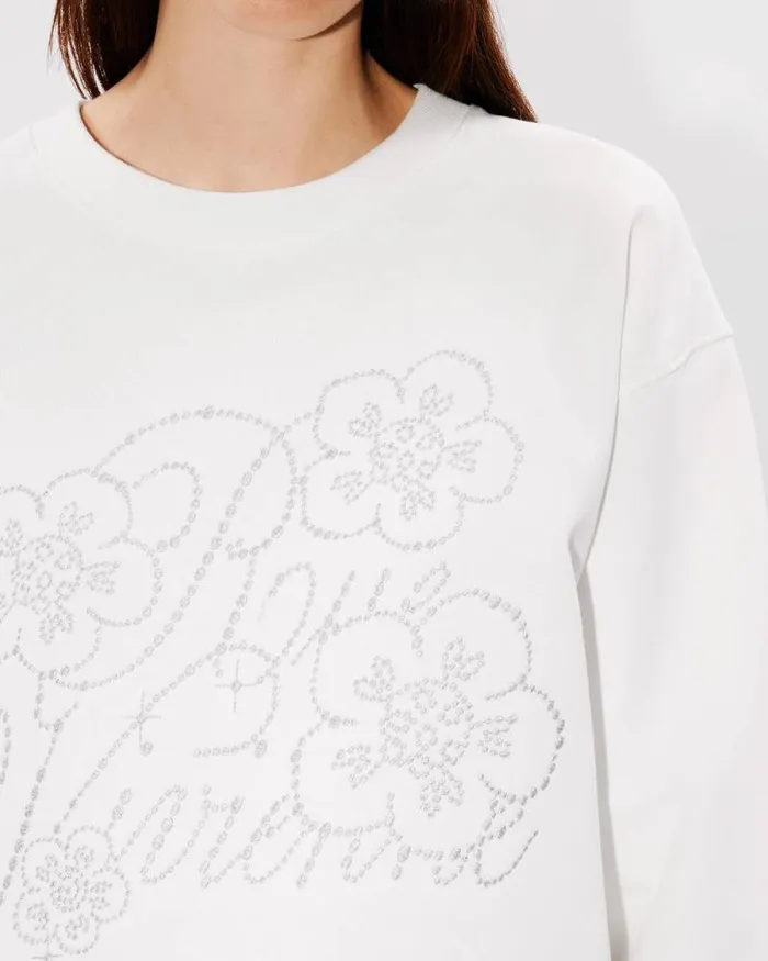 Women 039KENZO Constellation039 Embroidered Sweatshirt In Cotton Off White Kenzo Sweatshirts And Hoodies