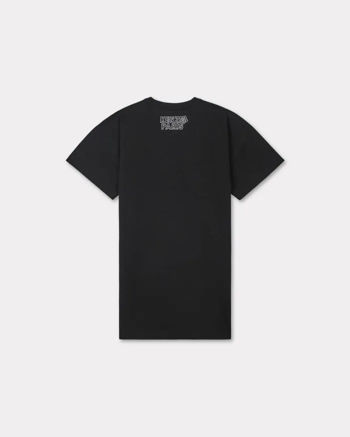 Women 039KENZO Constellation039 Embroidered Tshirt Dress Black Kenzo Dresses And Skirts