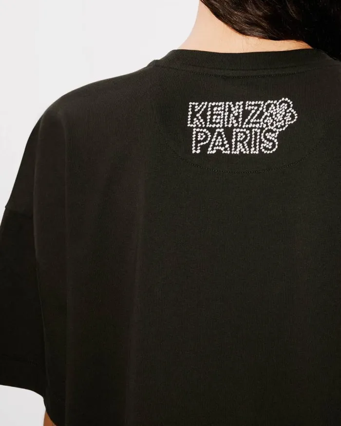 Women 039KENZO Constellation039 Embroidered Tshirt Dress Black Kenzo Dresses And Skirts
