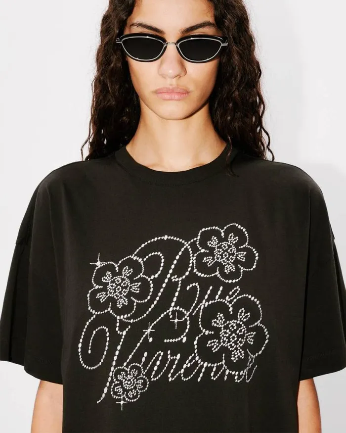 Women 039KENZO Constellation039 Embroidered Tshirt Dress Black Kenzo Dresses And Skirts