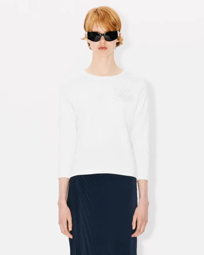 Women 039KENZO Constellation039 Long Sleeves Tshirt In Cotton Off White Kenzo Tshirts And Polos