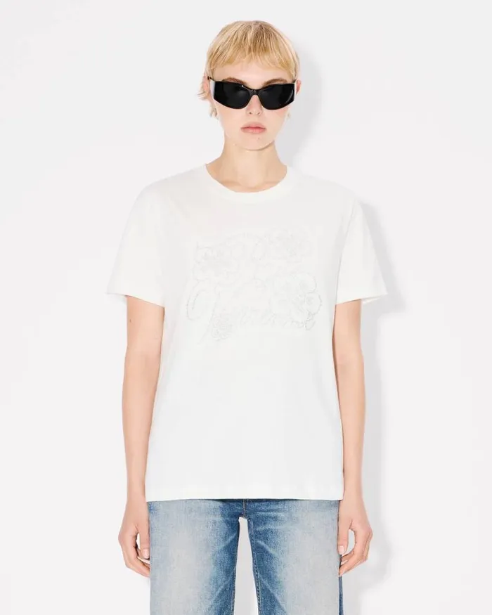 Women 039KENZO Constellation039 Loose Tshirt In Cotton Off White Kenzo Tshirts And Polos