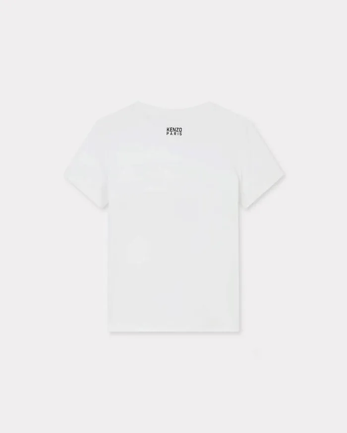 Women 039KENZO Happy Tiger039 Tshirt In Cotton Off White Kenzo Tshirts And Polos