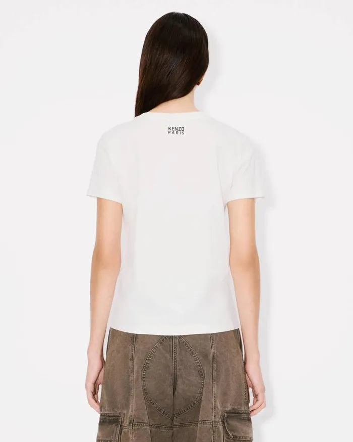Women 039KENZO Happy Tiger039 Tshirt In Cotton Off White Kenzo Tshirts And Polos