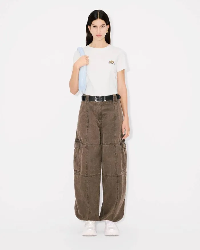 Women 039KENZO Happy Tiger039 Tshirt In Cotton Off White Kenzo Tshirts And Polos