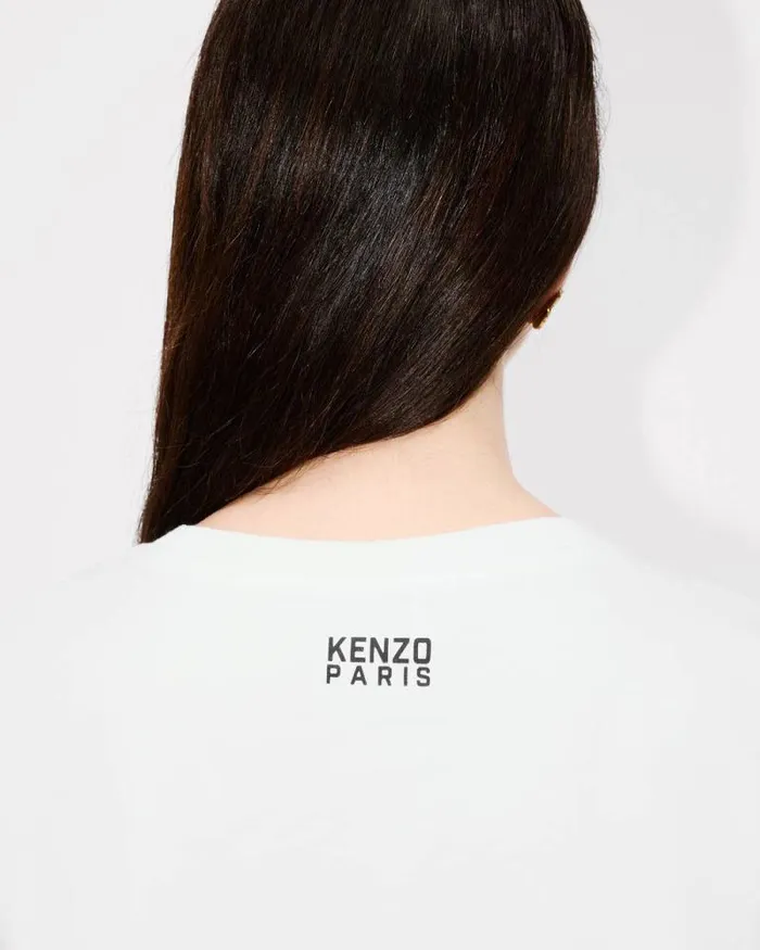Women 039KENZO Happy Tiger039 Tshirt In Cotton Off White Kenzo Tshirts And Polos