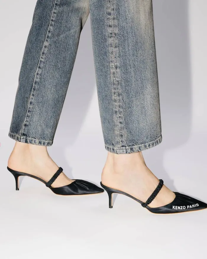 Women 039KENZO Mio039 Kitten Heel Black Kenzo Mules And Espadrilles