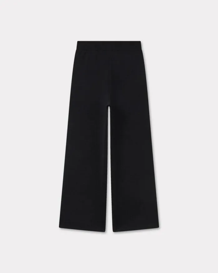 Women 039KENZO Pop039 Embroidered Straight Pants In Merino Wool Black Kenzo Pants And Shorts Women 039KENZO Pop039 Embroidered Straight Pants In Merino Wool Black Kenzo Pants And Shorts