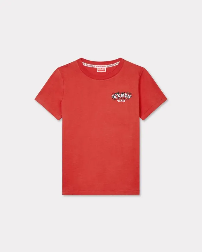 Women 039KENZO VERDY MARKET039 Embroidered Cotton Tshirt Deep Orange Kenzo Tshirts And Polos Women 039KENZO VERDY MARKET039 Embroidered Cotton Tshirt Deep Orange Kenzo Tshirts And Polos
