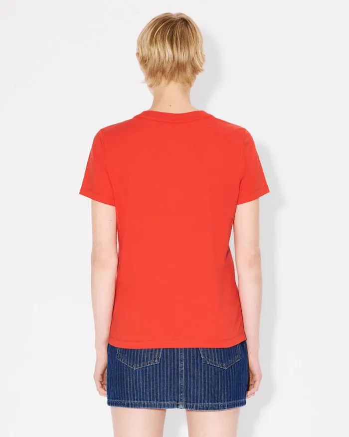 Women 039KENZO VERDY MARKET039 Embroidered Cotton Tshirt Deep Orange Kenzo Tshirts And Polos