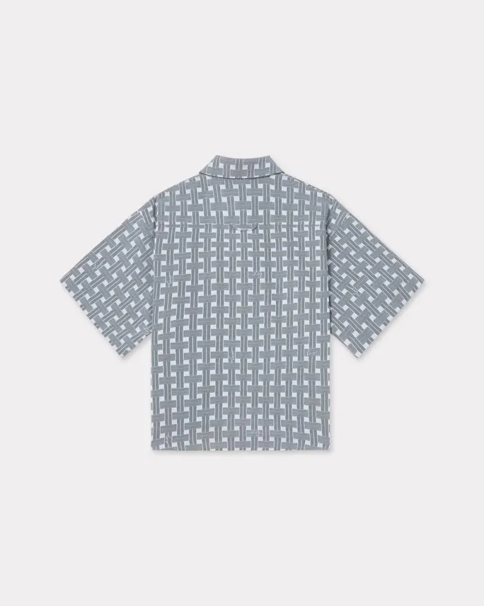 Women 039KENZO Weave039 Cropped Shirt Pale Grey Kenzo Shirts And Tops