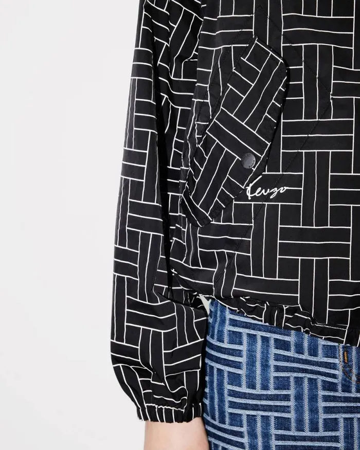 Women 039KENZO Weave039 Windbreaker Black Kenzo Jackets And Coats