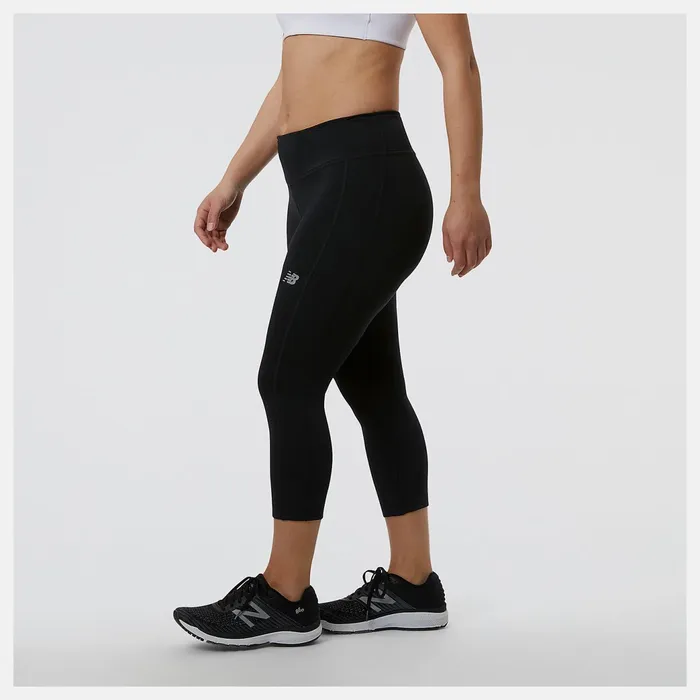 Women Accelerate Capri Black New Balance Pants and Leggings