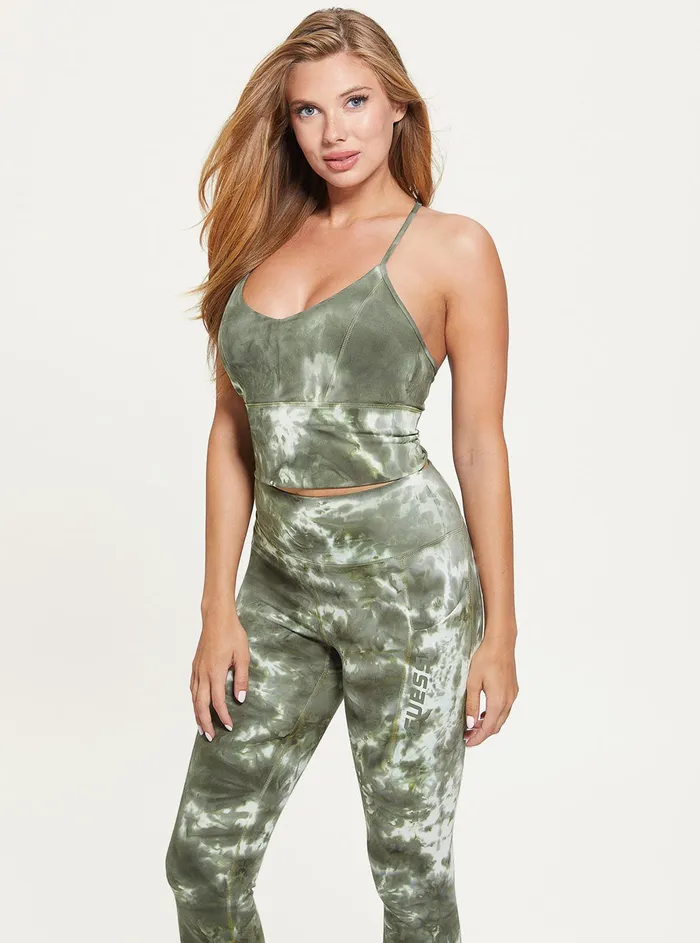 Women Activewear GUESS Green Tie Dye Eudora Active Top