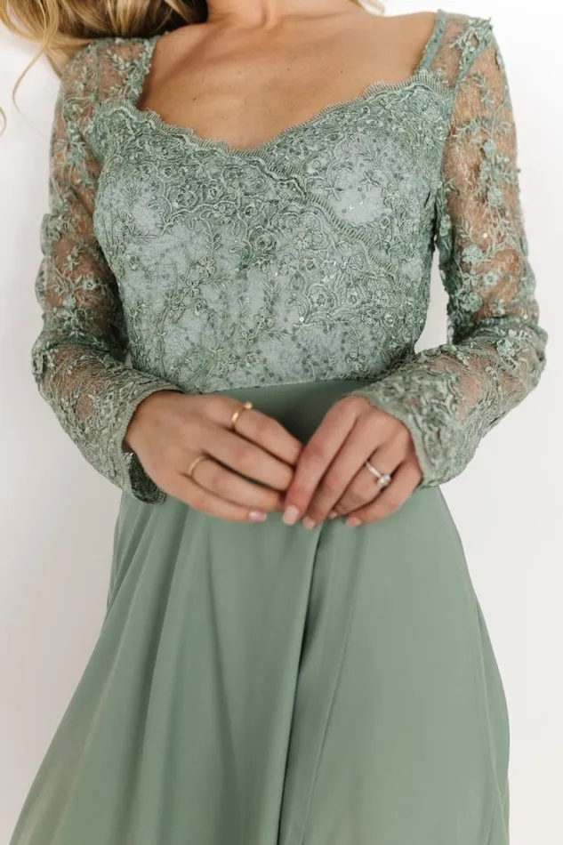Women Adalaide Long Sleeve Maxi Dress Dusty Sage Baltic Born Embellished and Sequined Women Adalaide Long Sleeve Maxi Dress Dusty Sage Baltic Born Embellished and Sequined