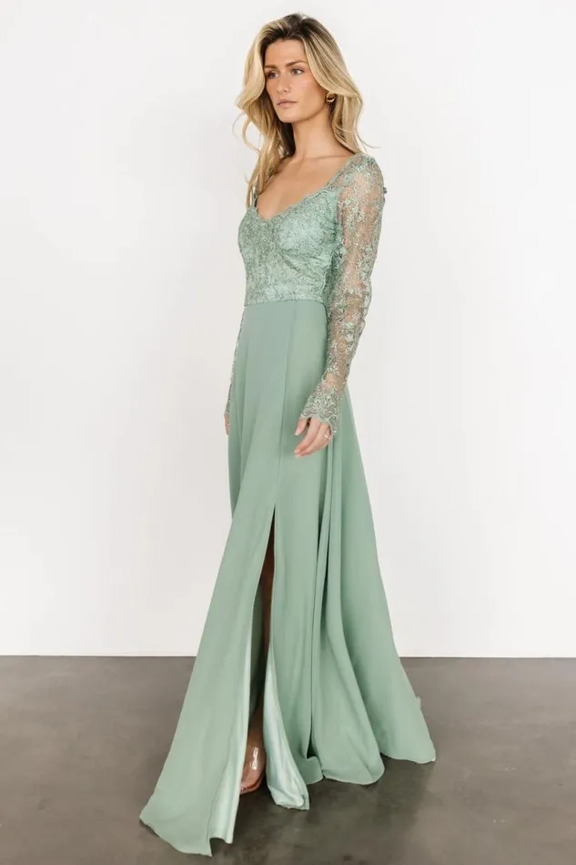 Women Adalaide Long Sleeve Maxi Dress Dusty Sage Baltic Born Embellished and Sequined Women Adalaide Long Sleeve Maxi Dress Dusty Sage Baltic Born Embellished and Sequined