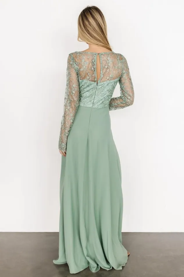 Women Adalaide Long Sleeve Maxi Dress Dusty Sage Baltic Born Embellished and Sequined Women Adalaide Long Sleeve Maxi Dress Dusty Sage Baltic Born Embellished and Sequined