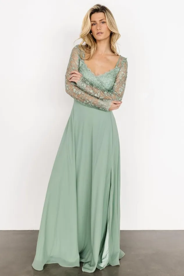 Women Adalaide Long Sleeve Maxi Dress Dusty Sage Baltic Born Embellished and Sequined Women Adalaide Long Sleeve Maxi Dress Dusty Sage Baltic Born Embellished and Sequined